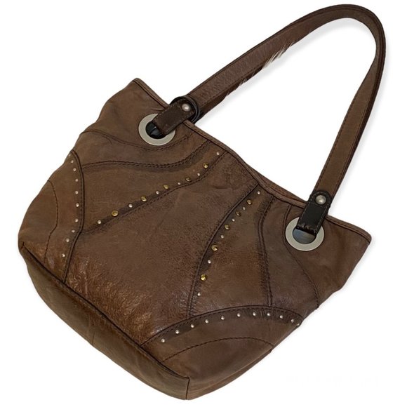 Fossil Handbags - Fossil Brown Leather Shoulder Purse Rhinestones